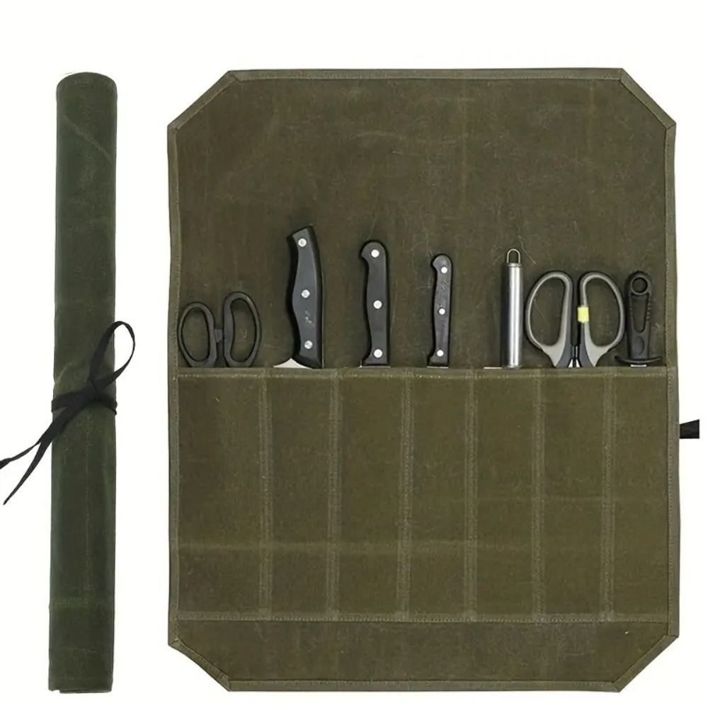 Commercial Kitchen Knife Holder - Wet Wax Canvas Knife Storage Bag