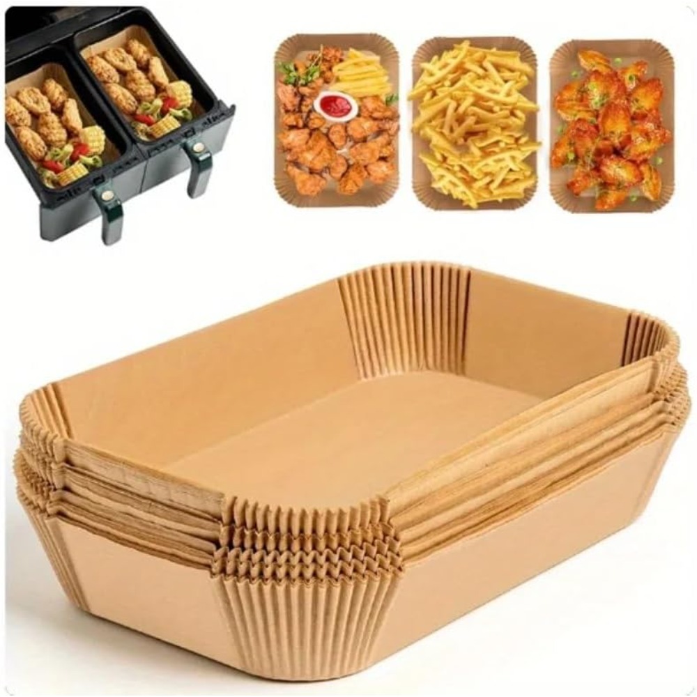 Commercial Kitchen Pans - 50/100pcs Disposable Air Fryer Paper Rectangle