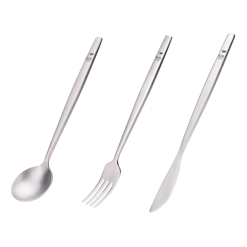 Commercial Kitchen Knife Set - Keith Titanium Portable Spoon Fork Knife