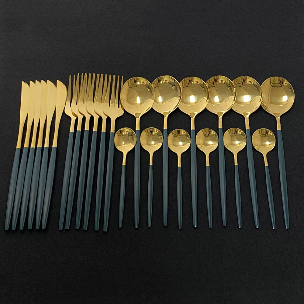 Commercial Kitchen Knife Set - 24Pcs Colorful Dinnerware Set Stainless Steel