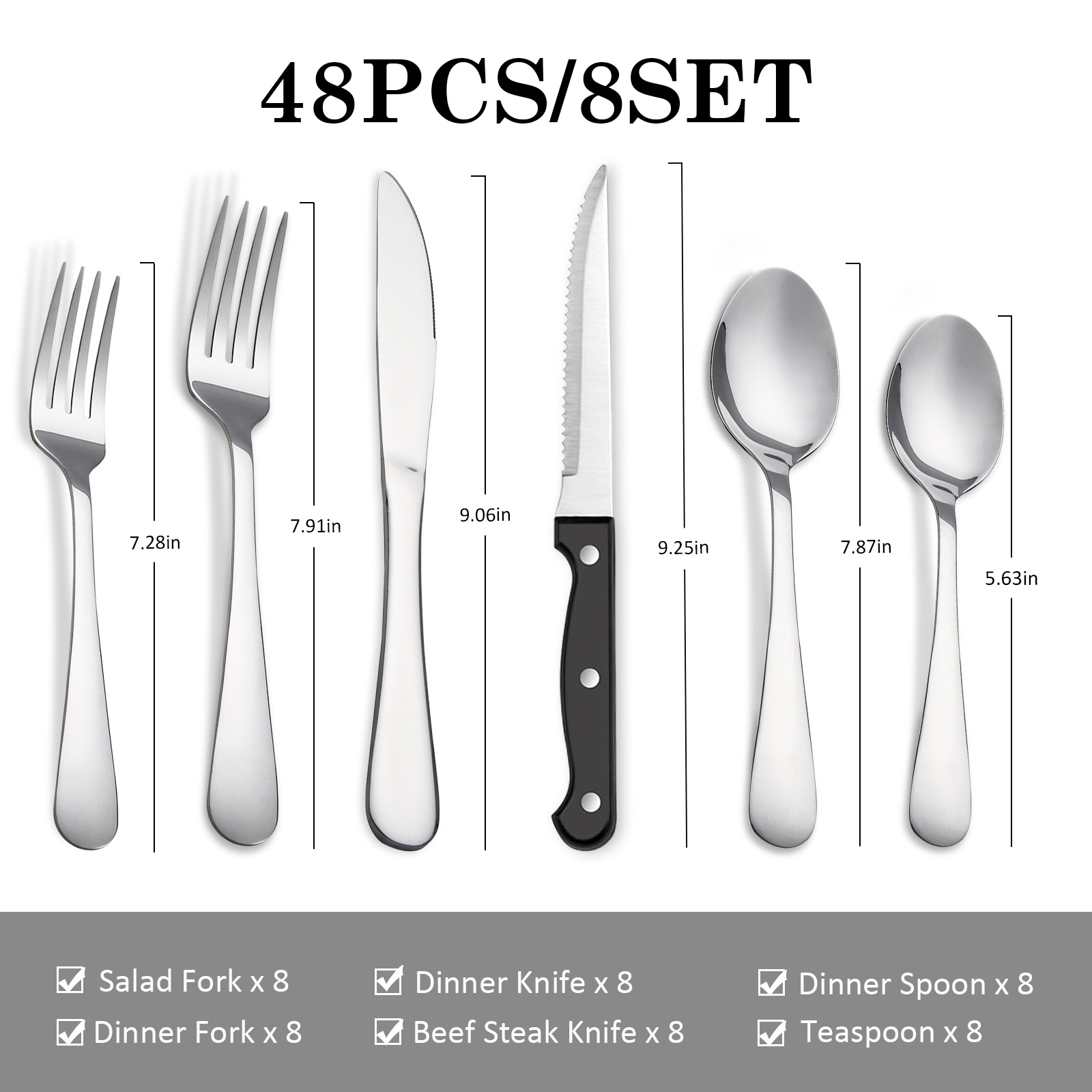 KOOMADE 48Pcs Stainless Steel  - огляд і ціна Commercial Kitchen Knife Set