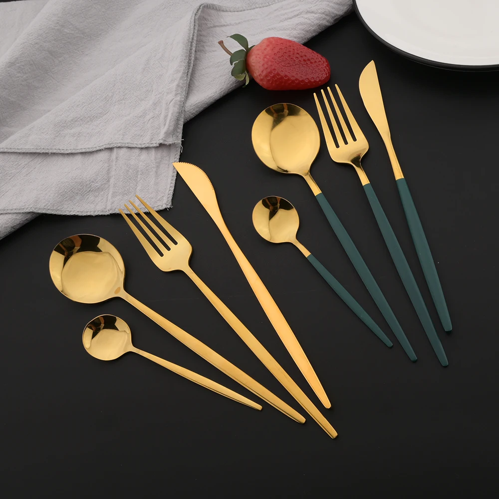 16Pcs Green Gold Dinnerware St - огляд і ціна Commercial Kitchen Knife Set