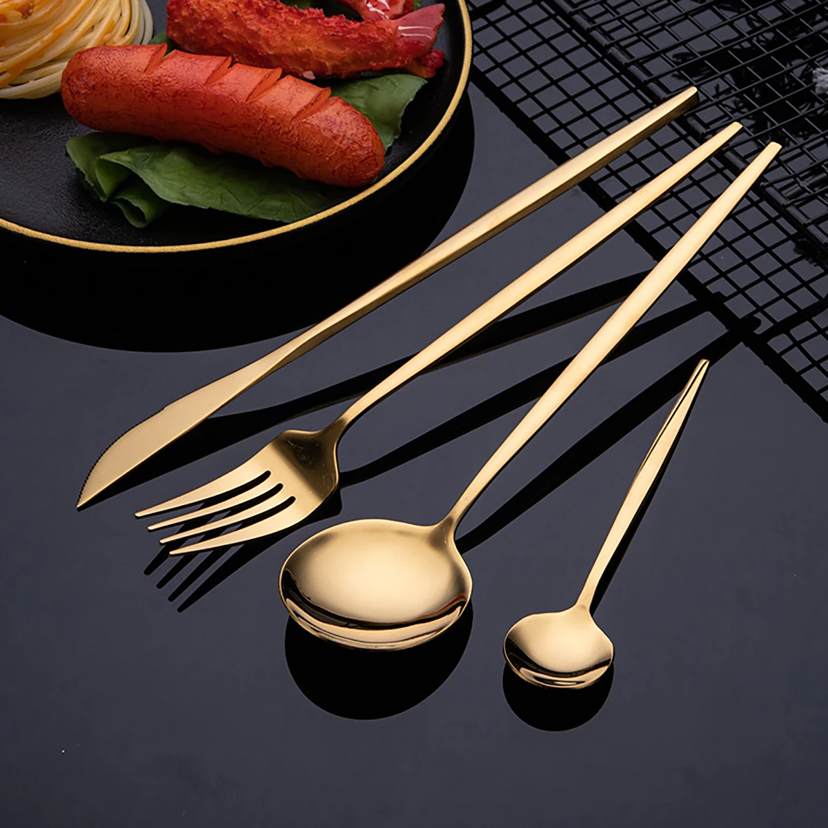 16Pcs Gold Dinnerware Stainles - огляд і ціна Commercial Kitchen Knife Set